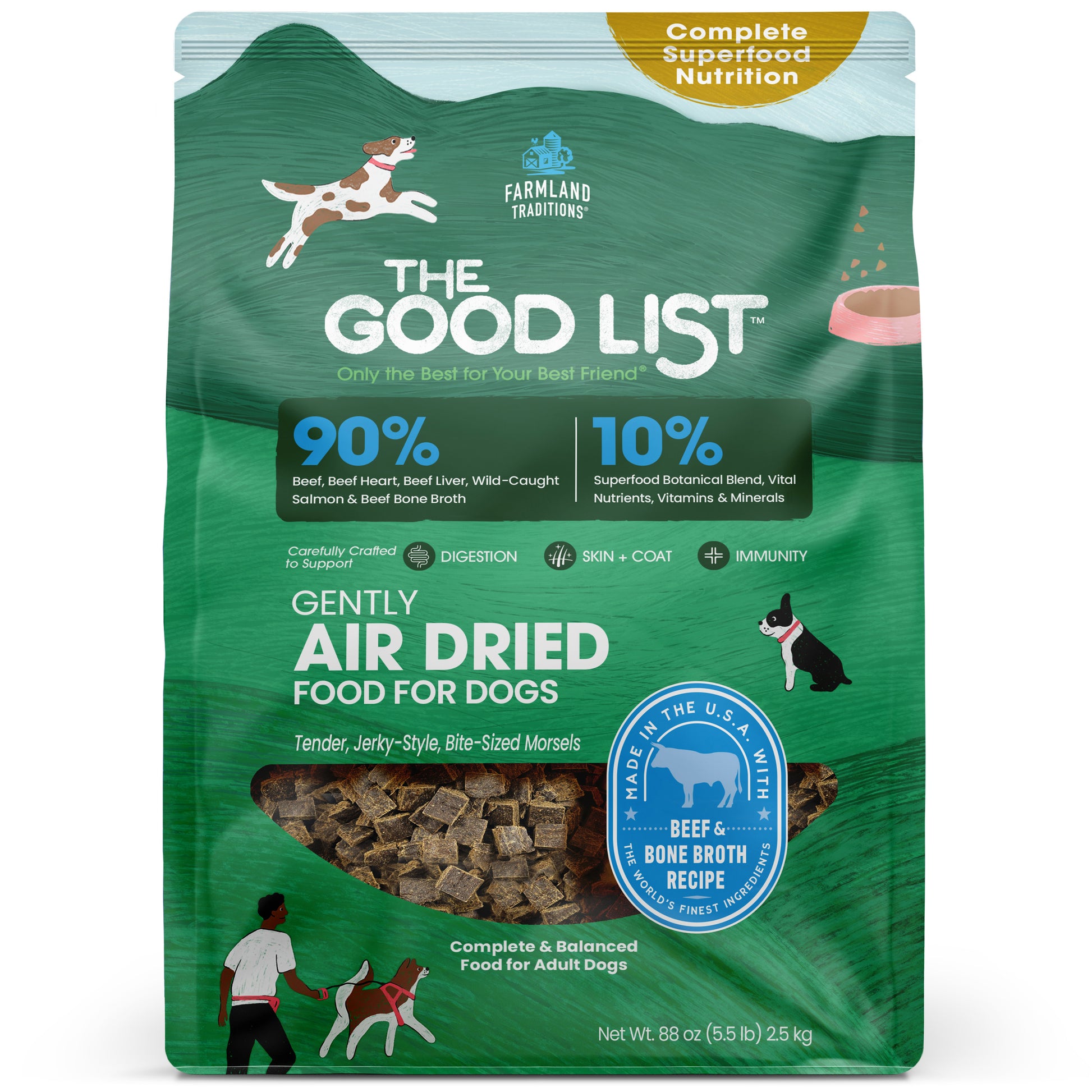 Farmland Traditions The Good List Gently Air Dried Dog Food Beef & Bone Broth 5.5 lb 884713003240