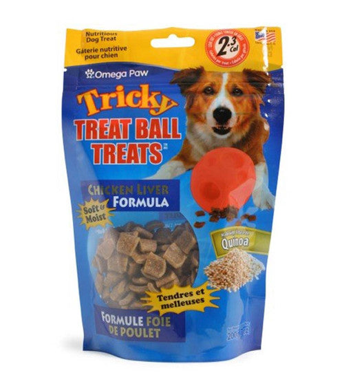 Omega Paw Tricky Treat Ball Dog Treats Chicken 7 oz