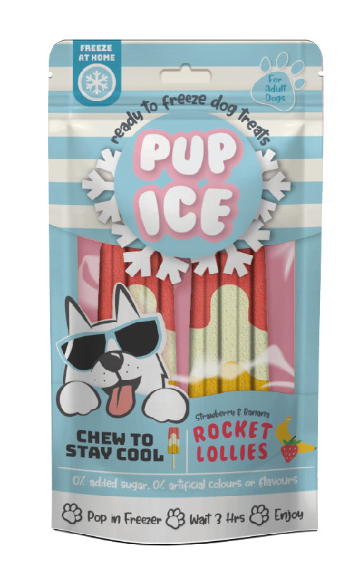 Spot Pup Ice Dog Chew Treat Rocket Lollie Strawberry & Banana 2 pk 077234072479