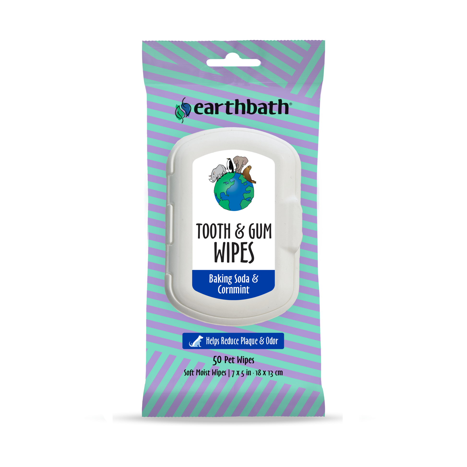 Earthbath Tooth and Gum Wipes Baking Soda & Cornmint 6ea/50 ct 602644028213