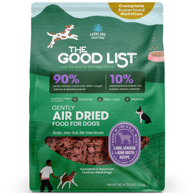 Farmland Traditions The Good List Gently Air Dried Dog Food Lamb, Venison & Bone Broth 5.5 lb 884713003325