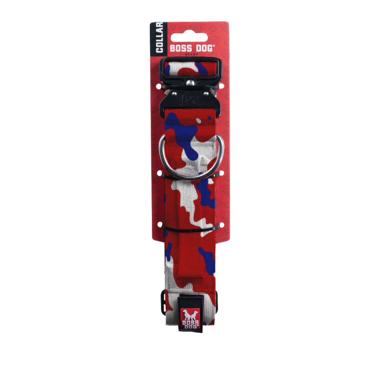 Boss Dog Tactical Adjustable Dog Collar Red, White, & Blue Medium, 15-18 in 850036272397