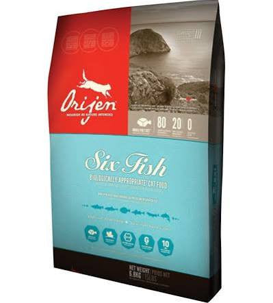 Orijen Grain Free Six Fish Dry Cat Food - 12 - lb - {L + x}