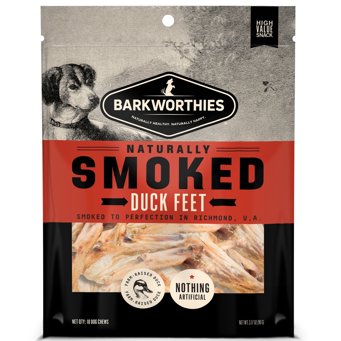 Barkworthies Smoked Duck Feet Dog Treat/10 ct 840139131714