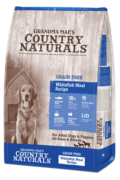 Grandma Mae's Country Naturals Grain Free LID Dry Dog Food Whitefish 12 lb 856235007860