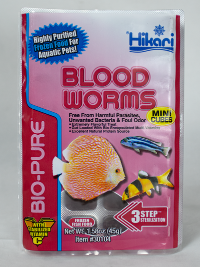 Hikari USA Blood Worm Frozen Fish Food 1.58 oz, Mini Cubes SD-5 042055301046