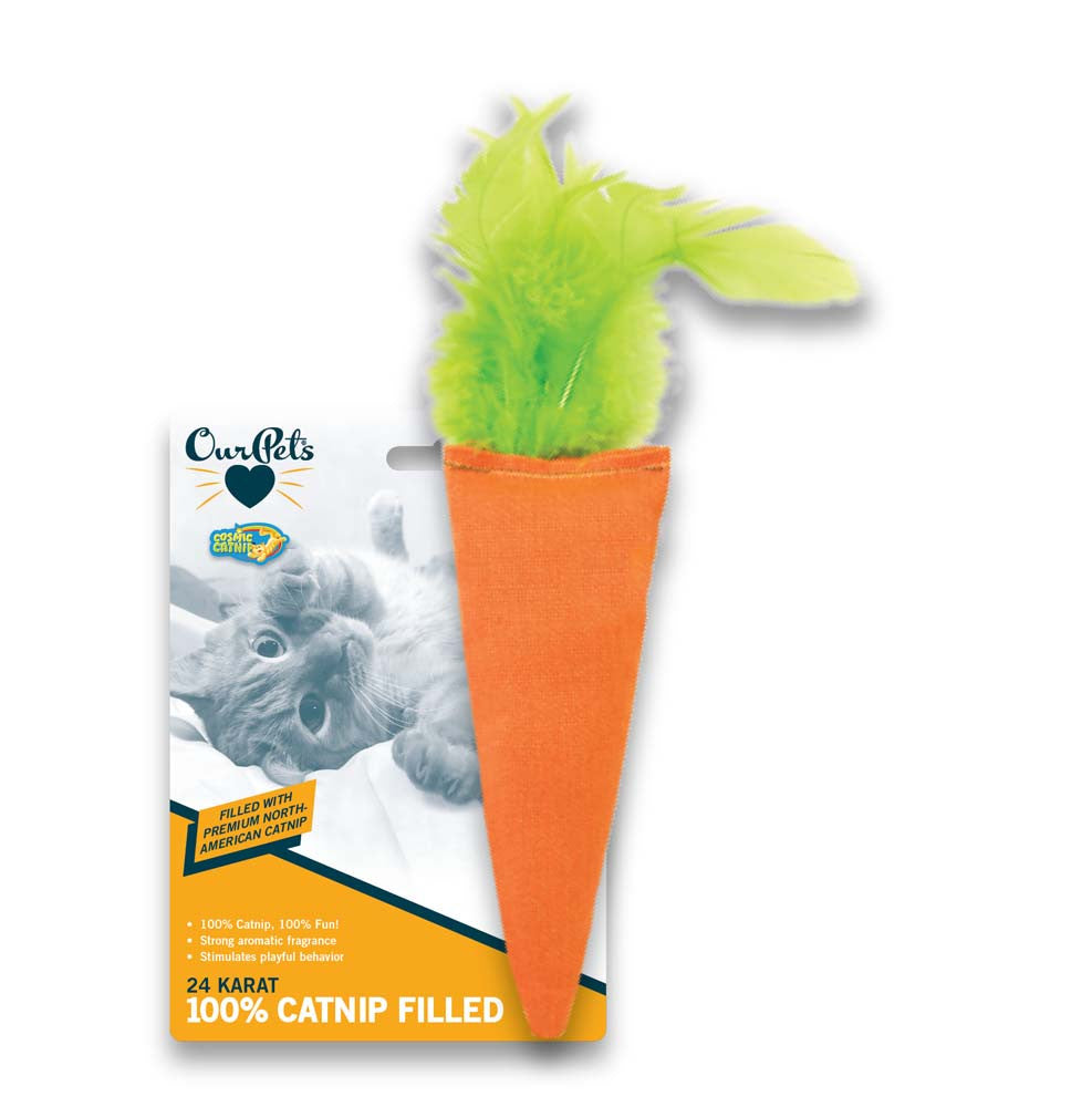 OurPets Cosmic 24 Karat Carrot Catnip Cat Toy Orange, Green