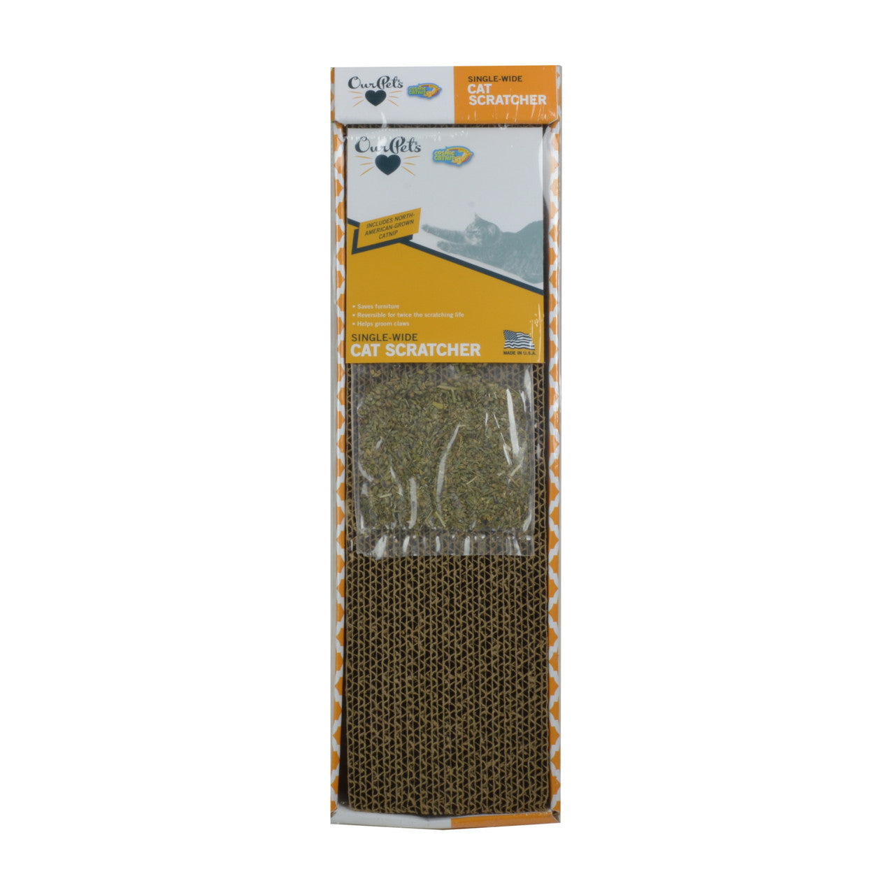 OurPets Cosmic Single Wide Cat Scratcher Brown, Yellow