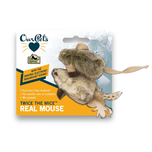 OurPets Twice the Mice Squeaking Catnip Toy Brown Mottled Tan One Size 2 Pack - Cat