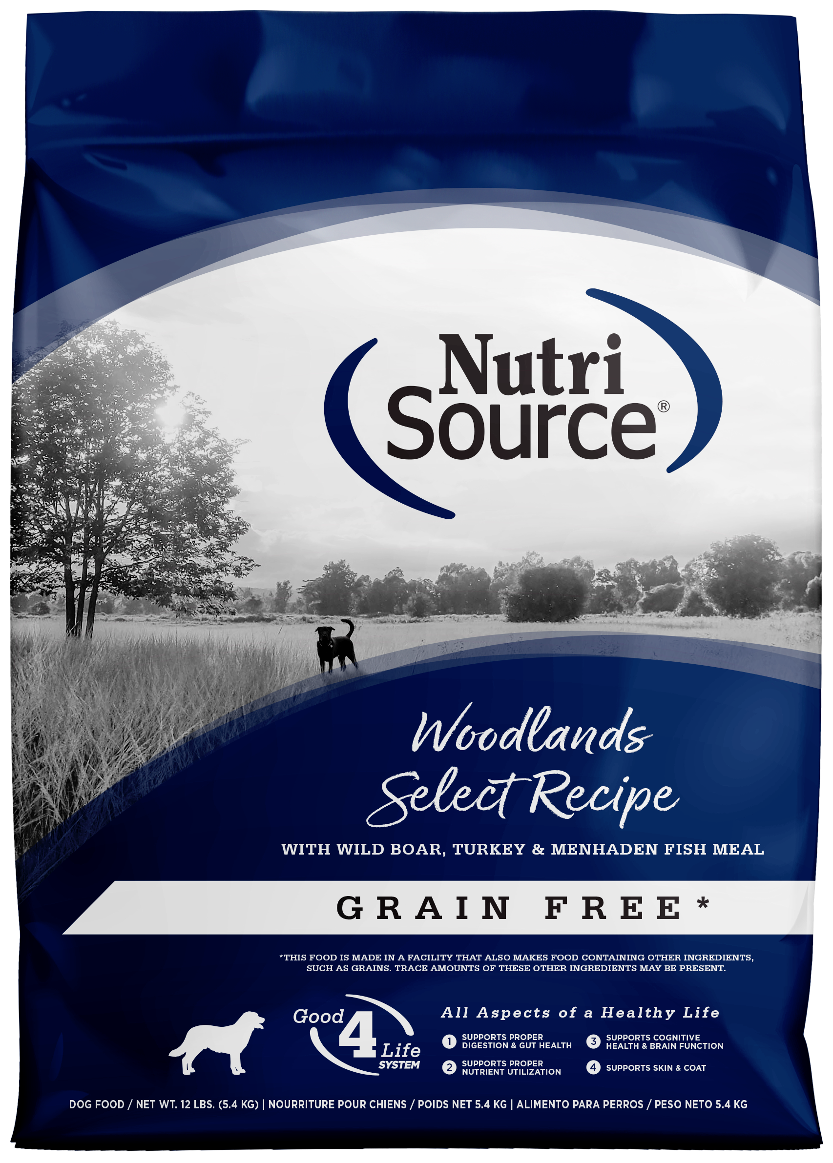 NutriSource Select Recipe Grain Free Dry Dog Food Woodlands Select 12 lb 073893298076
