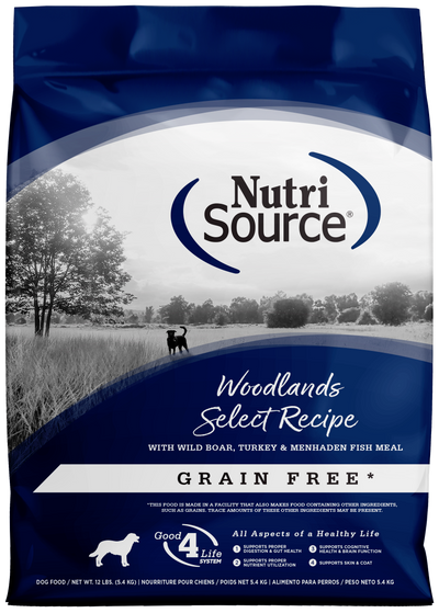 NutriSource Select Recipe Grain Free Dry Dog Food Woodlands Select 12 lb 073893298076