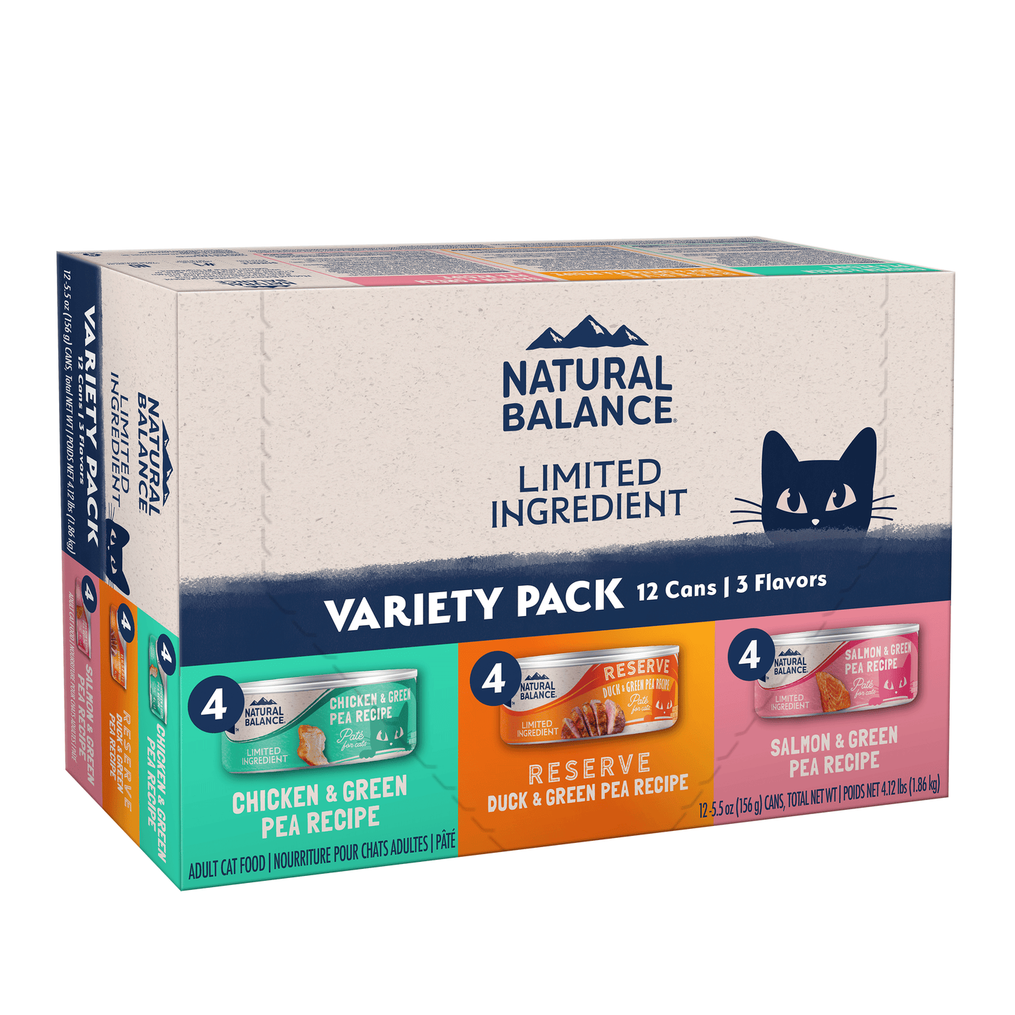 Natural Balance Pet Foods Limited Ingredient Pate Canned Cat Food Variety Pack (Chicken, Reserve Duck, Salmon 5.5 oz 723633006750