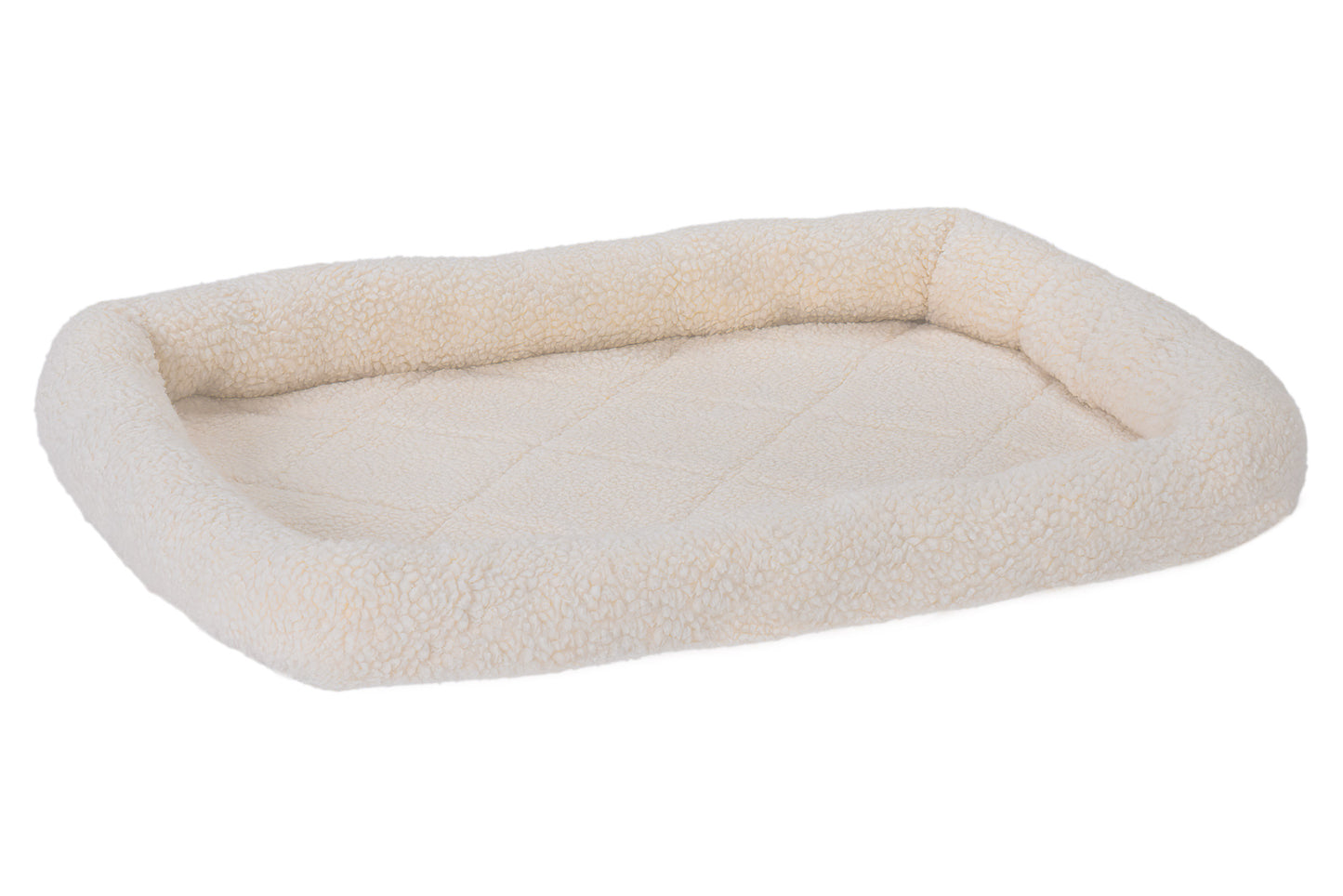 Fur Haven Pet Products Faux Lambswool Pet Crate Bolster Bed Cream Small, 24In X18 in 842229132519