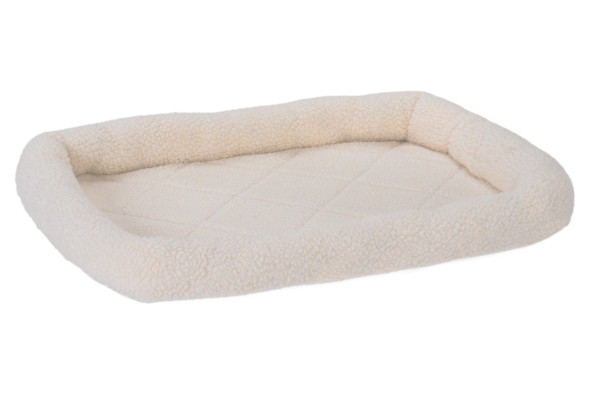 Fur Haven Pet Products Faux Lambswool Pet Crate Bolster Bed Cream Small, 24In X18 in 842229132519