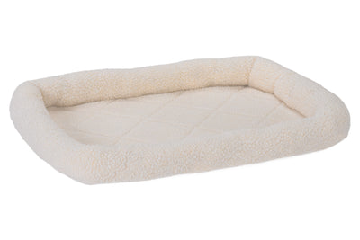Fur Haven Pet Products Faux Lambswool Pet Crate Bolster Bed Cream Small, 24In X18 in 842229132519