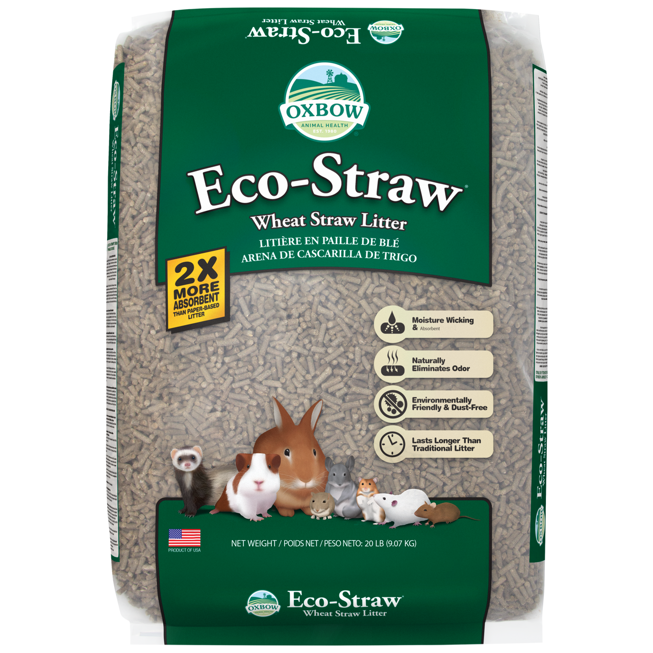 Oxbow Animal Health Eco-Straw Wheat Straw Litter 20lb