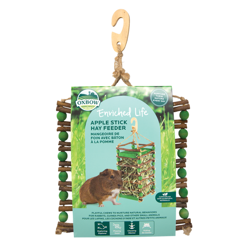 Oxbow Animal Health Enriched Life Apple Stick Hay Feeder Small Toy Brown/Green One Size - Small - Pet