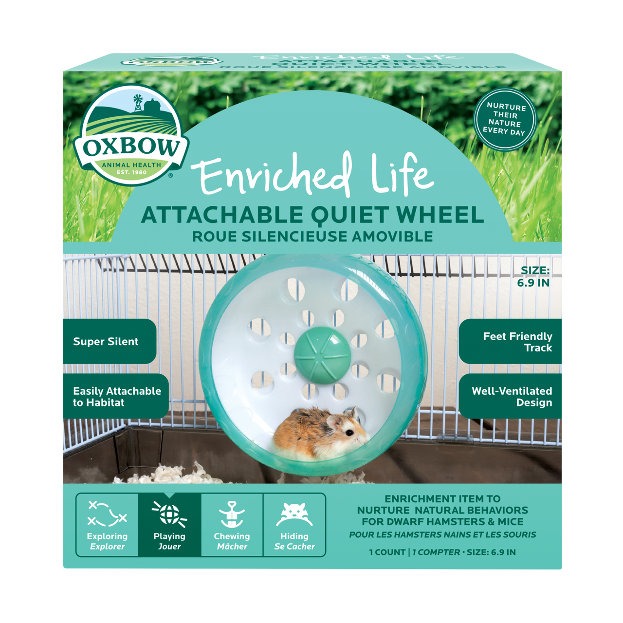 Oxbow Animal Health Enriched Life Attachable Small Animal Quiet Wheel 6.9in