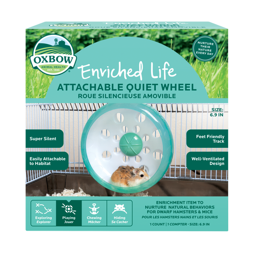 Oxbow Animal Health Enriched Life Attachable Small Quiet Wheel 6.9in - Small - Pet