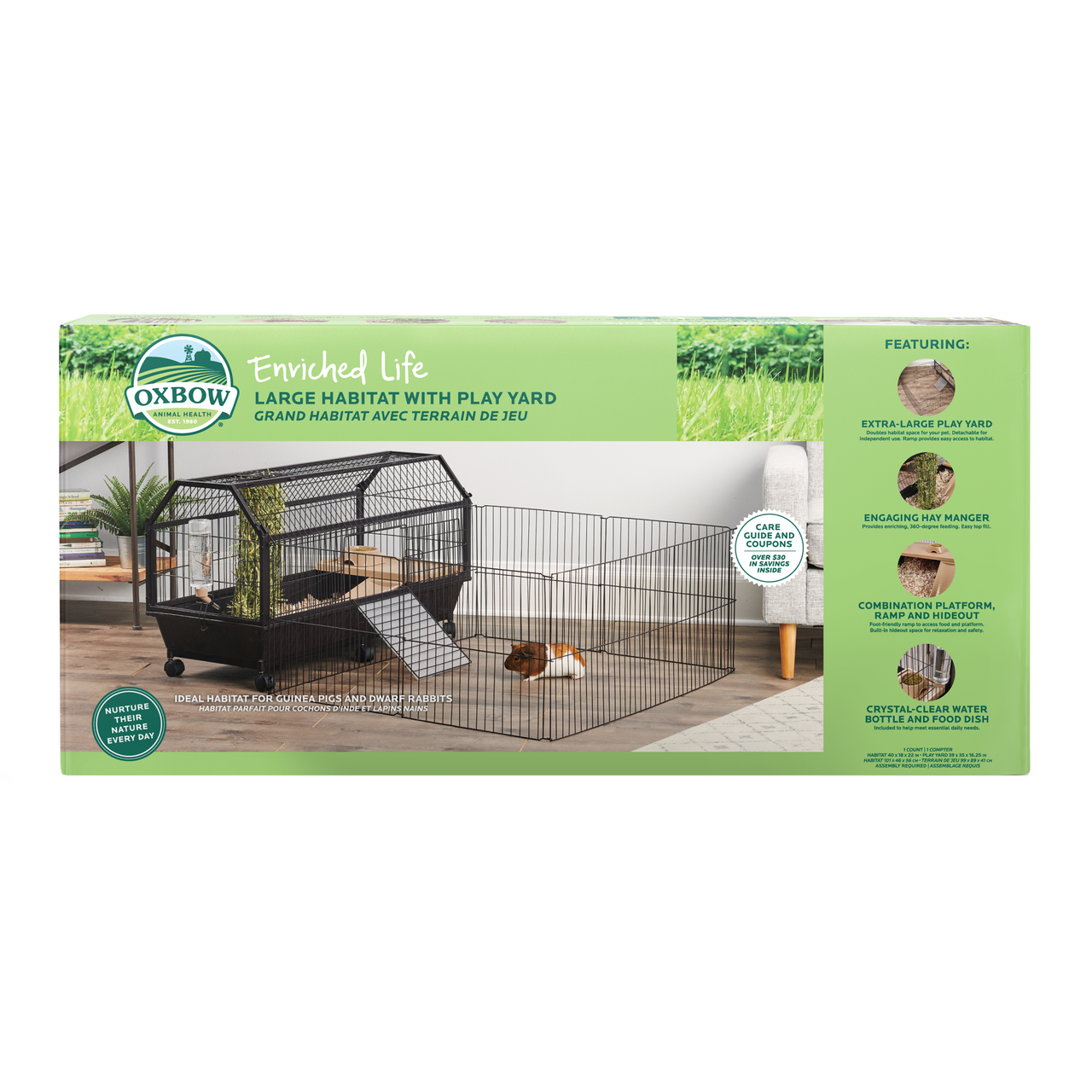 Oxbow Animal Health Enriched Life Small Animal Habitat w/Play Yard LG