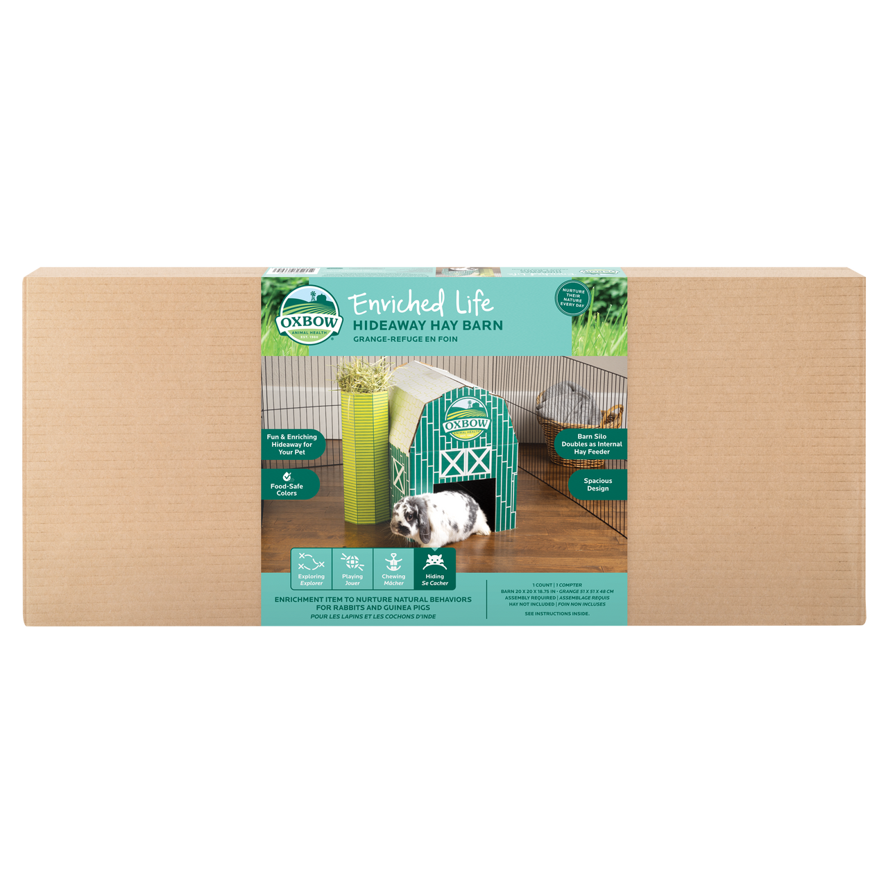 Oxbow Animal Health Enriched Life Small Animal Hideaway Hay Barn White/Green One Size