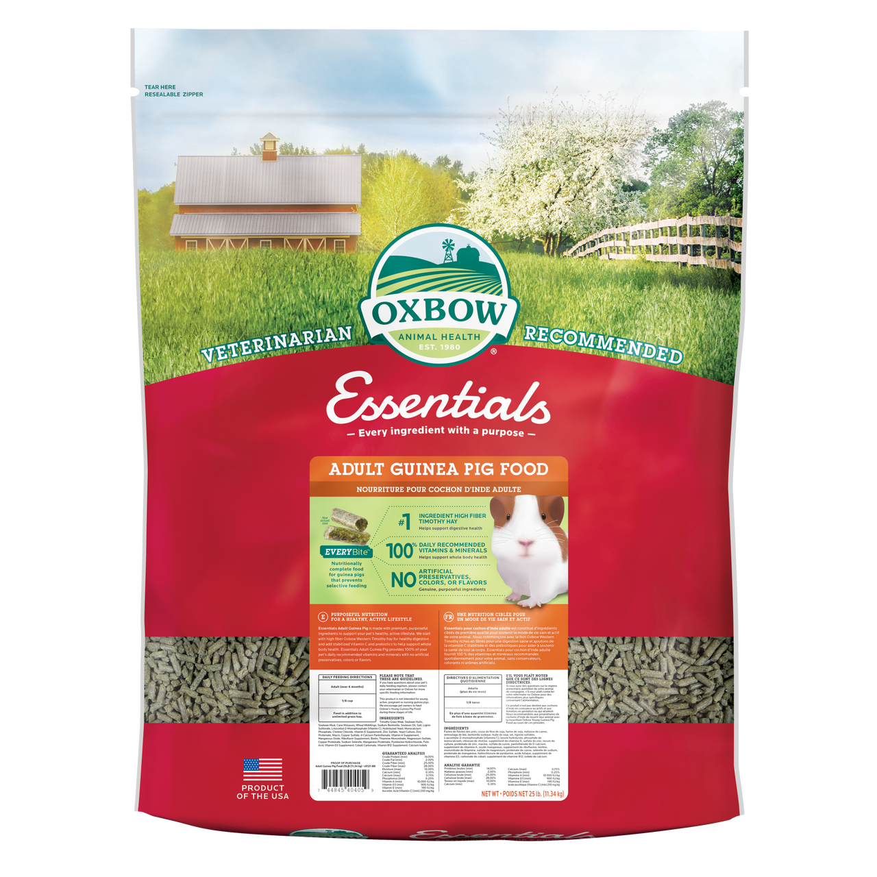 Oxbow Animal Health Essentials Adult Guinea Pig Food 25lb
