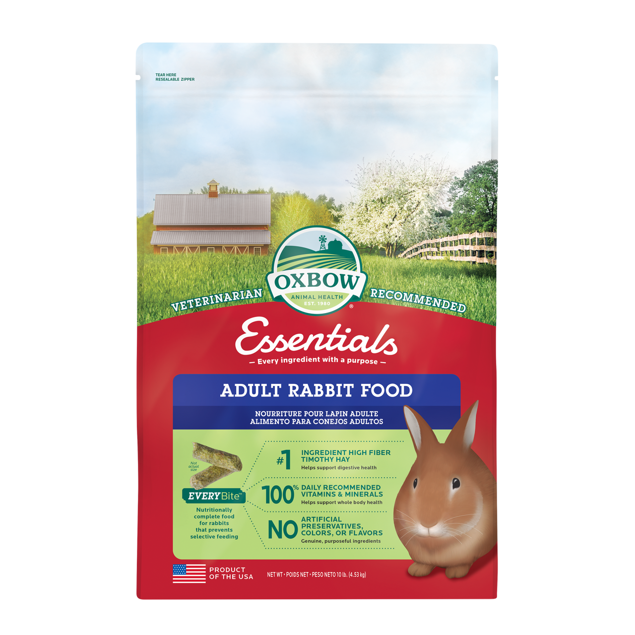 Oxbow Animal Health Essentials Adult Rabbit Food 10lb