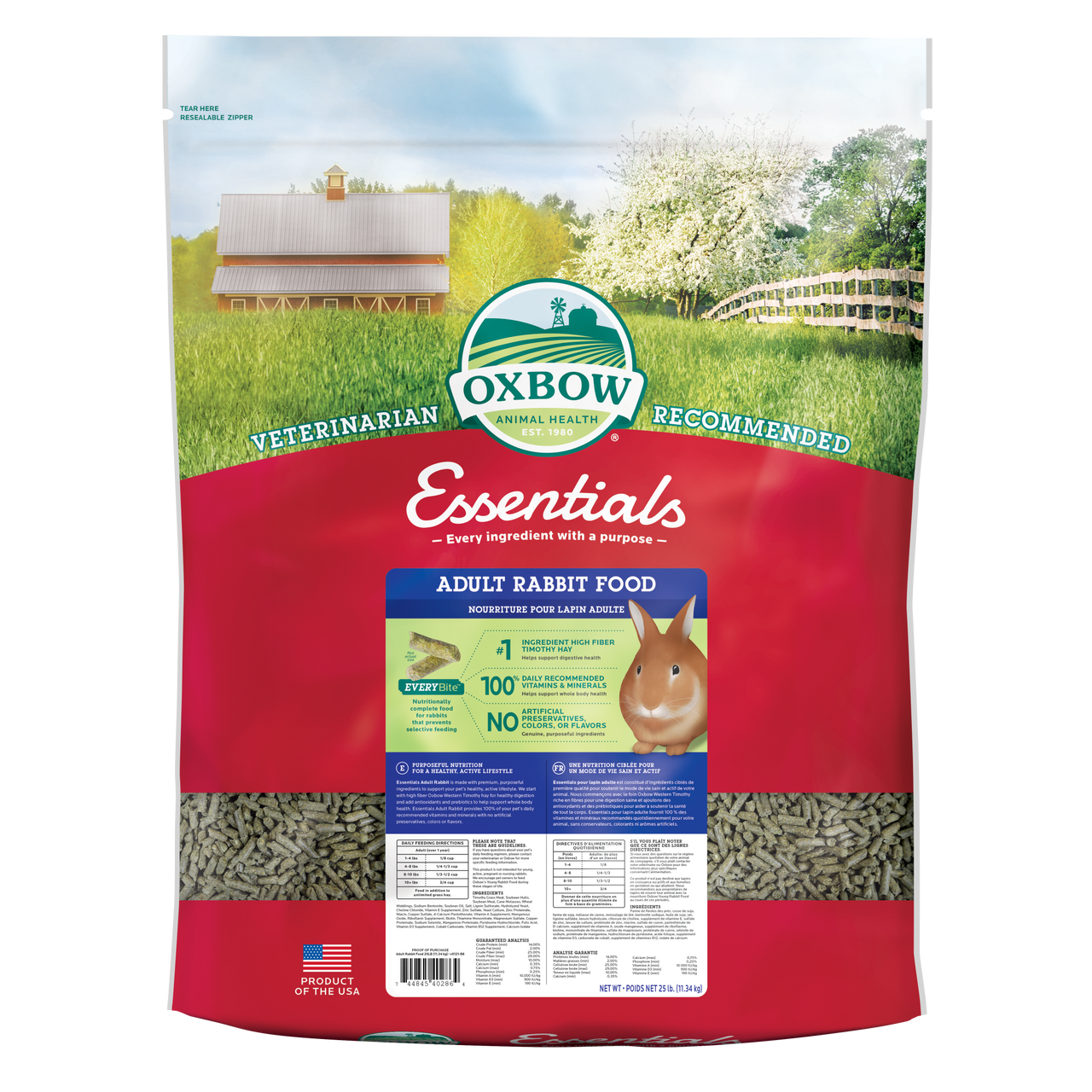 Oxbow Animal Health Essentials Adult Rabbit Food 25lb