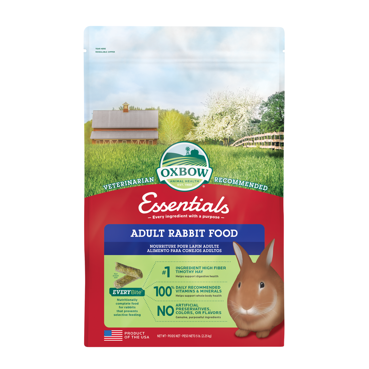 Oxbow Animal Health Essentials Adult Rabbit Food 5lb