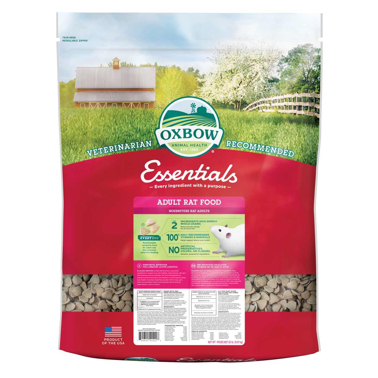 Oxbow Animal Health Essentials Adult Rat Food 20lb