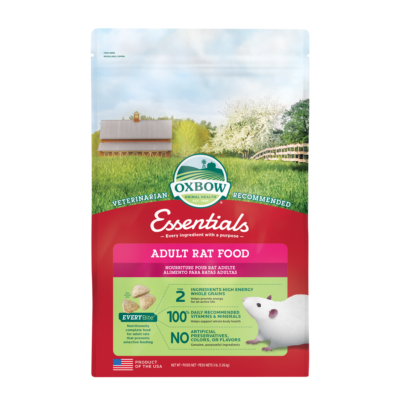 Oxbow Animal Health Essentials Adult Rat Food 3lb