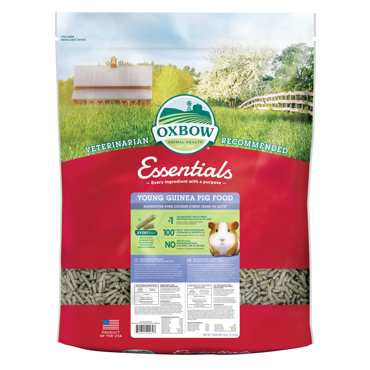Oxbow Animal Health Essentials Young Guinea Pig Food 25lb