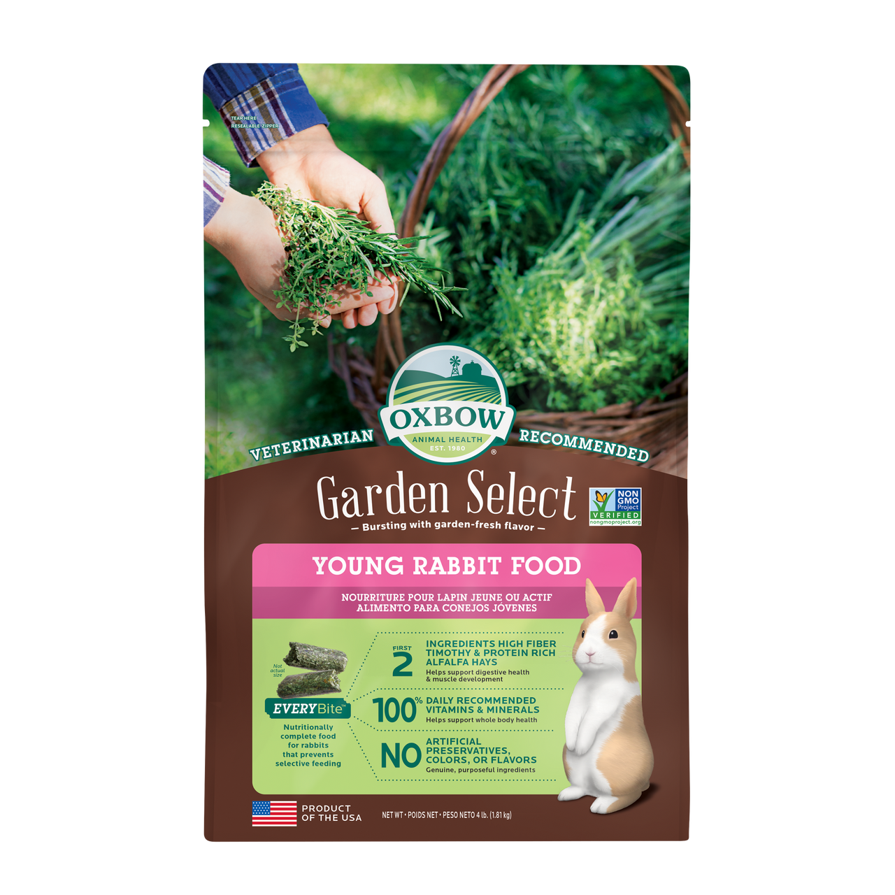 Yong Rabbit Oxbow Garden Select - Young Rabbit Food 4lb 448177 744845963617 – Pets ...