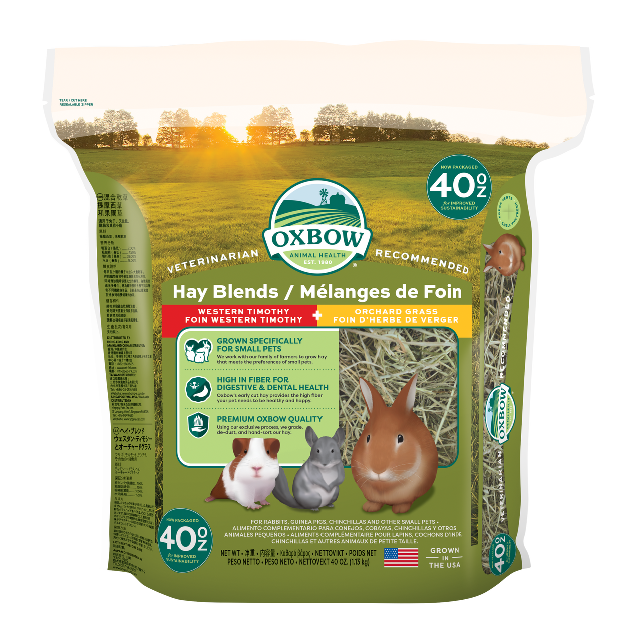Oxbow Animal Health Hay Blends Western Timothy & Orchard Small Animal Treat 40oz
