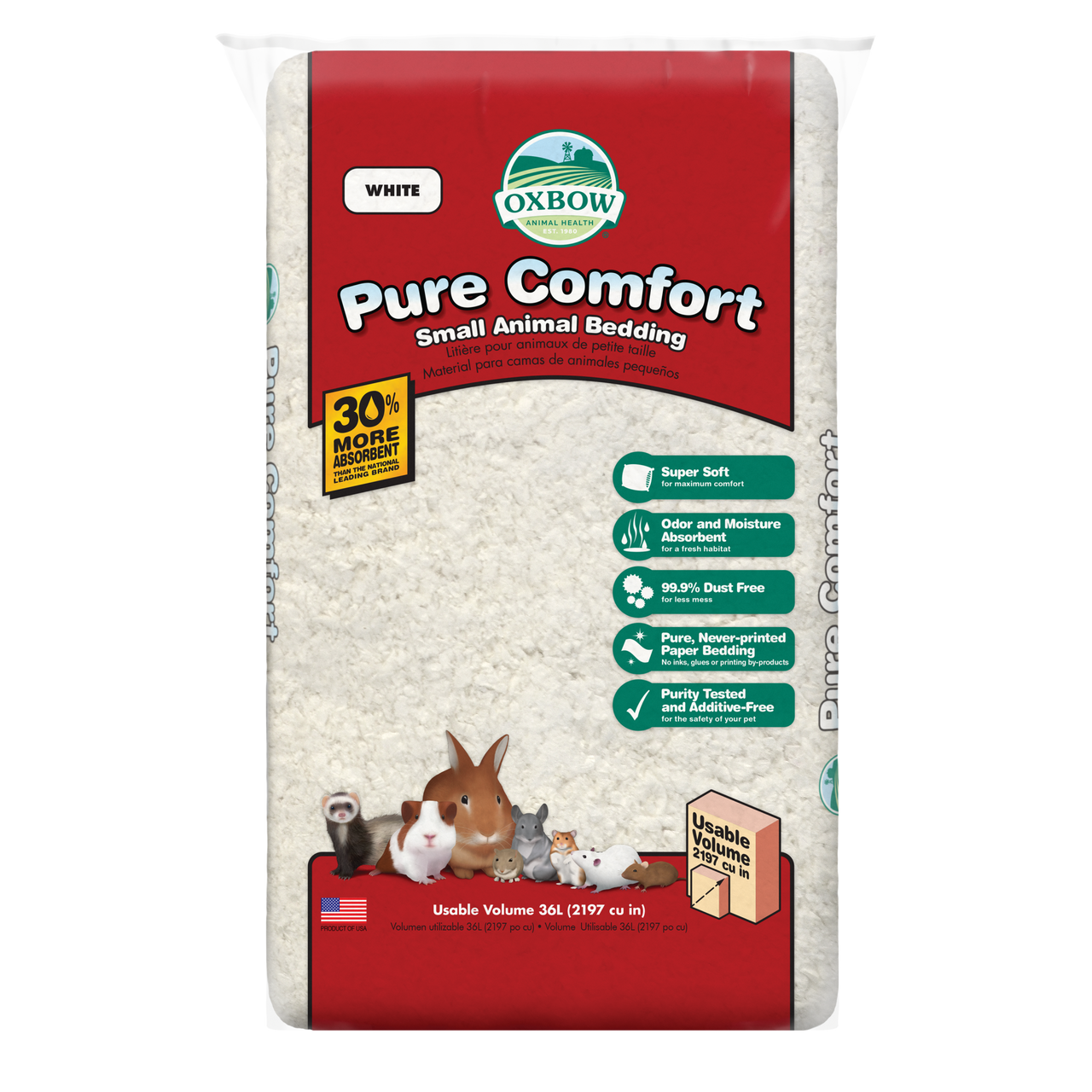 Oxbow Animal Health Pure Comfort Small Animal Bedding White 36L