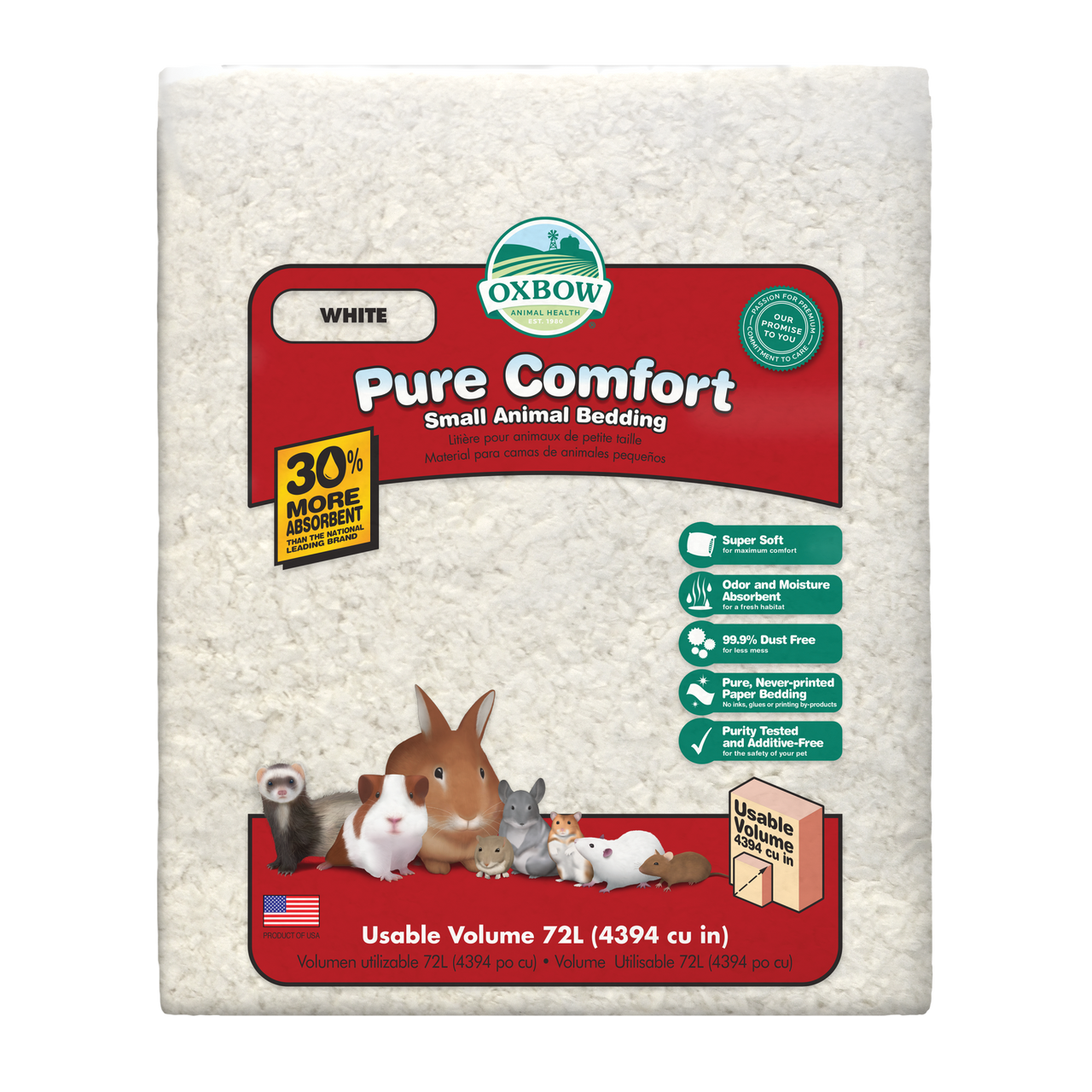 Oxbow Animal Health Pure Comfort Small Animal Bedding White 72L