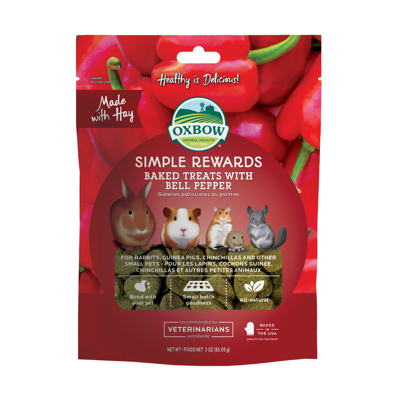 Oxbow Animal Health Simple Rewards Baked Small Animal Treats w/Bell Pepper 3oz