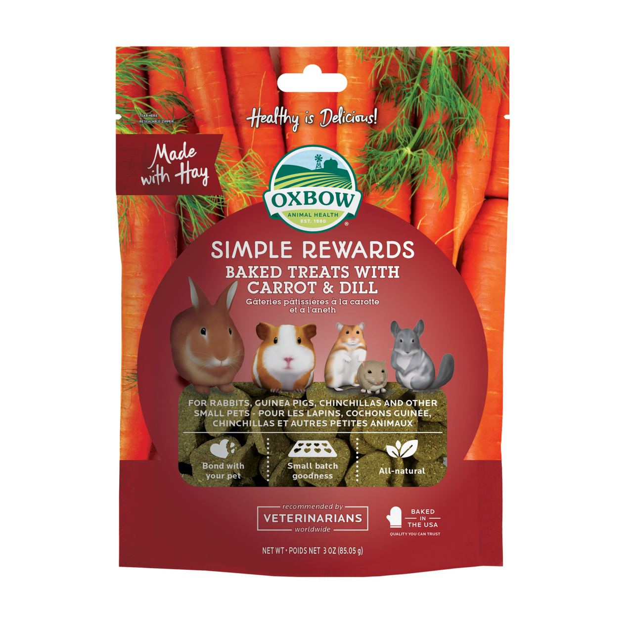 Oxbow Animal Health Simple Rewards Baked Small Animal Treats w/Carrot & Dill 3oz