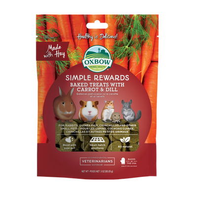 Oxbow Animal Health Simple Rewards Baked Small Treats w/Carrot & Dill 3oz - Small - Pet