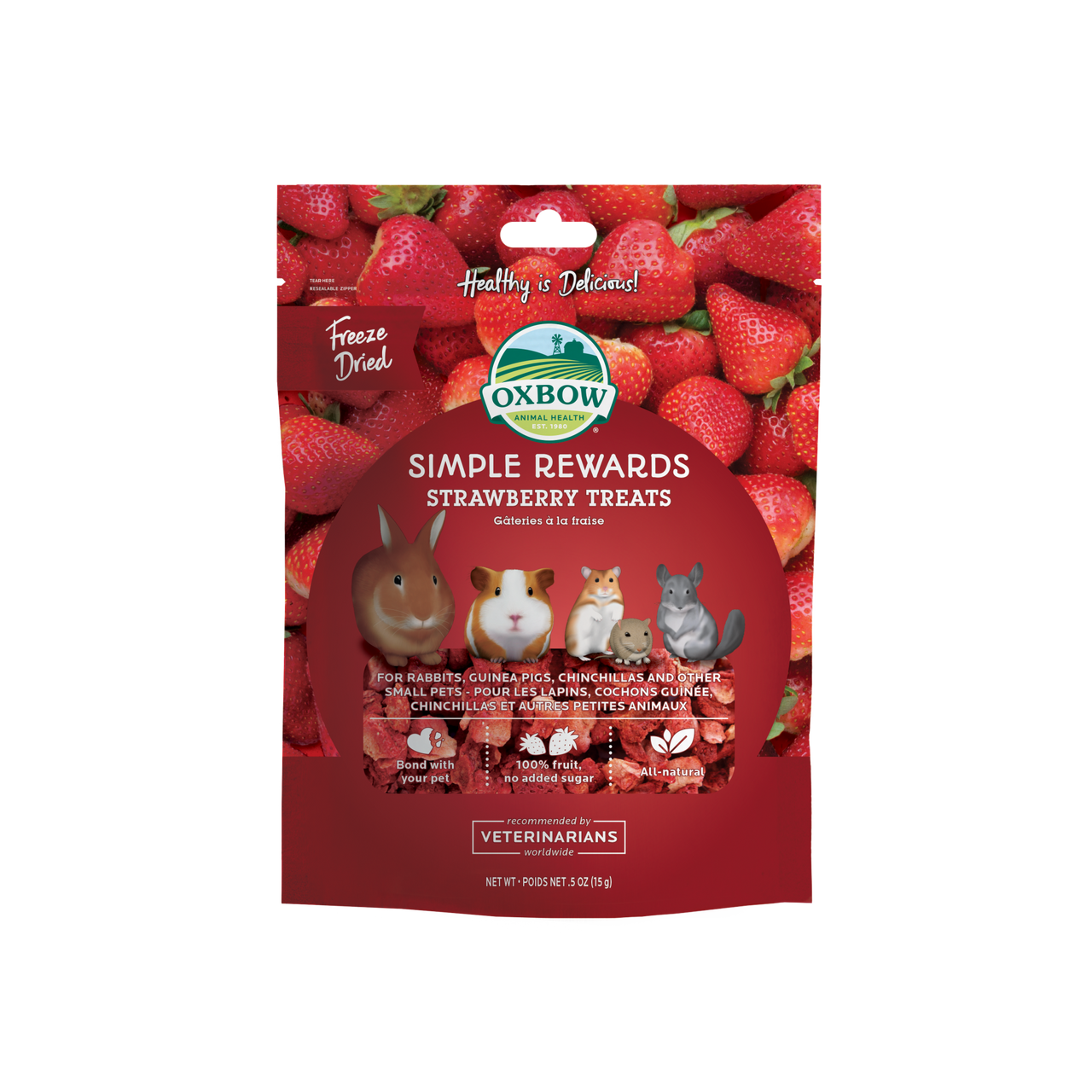 Oxbow Animal Health Simple Rewards Freeze Dried Strawberry Small Animal Treats .5oz