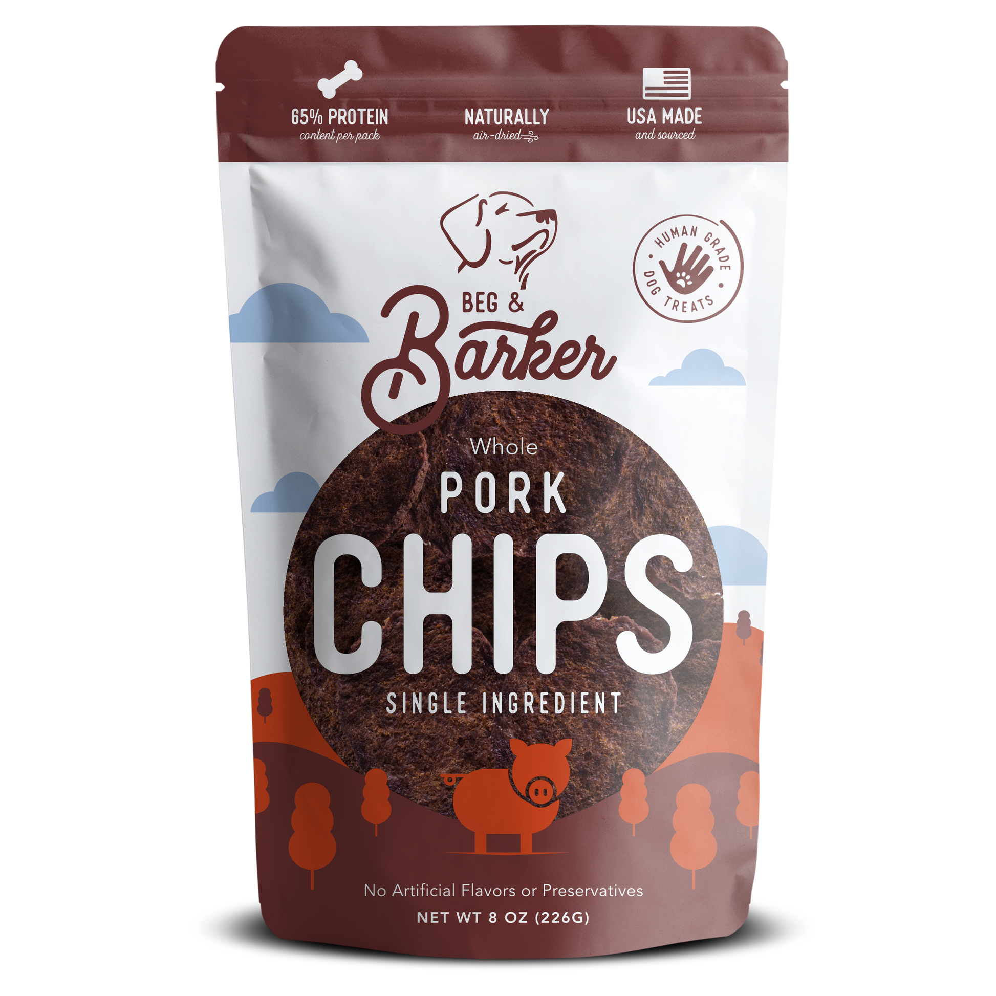 Beg & Barker Pork Heart Chips Dog Treats 8 oz 850015093401