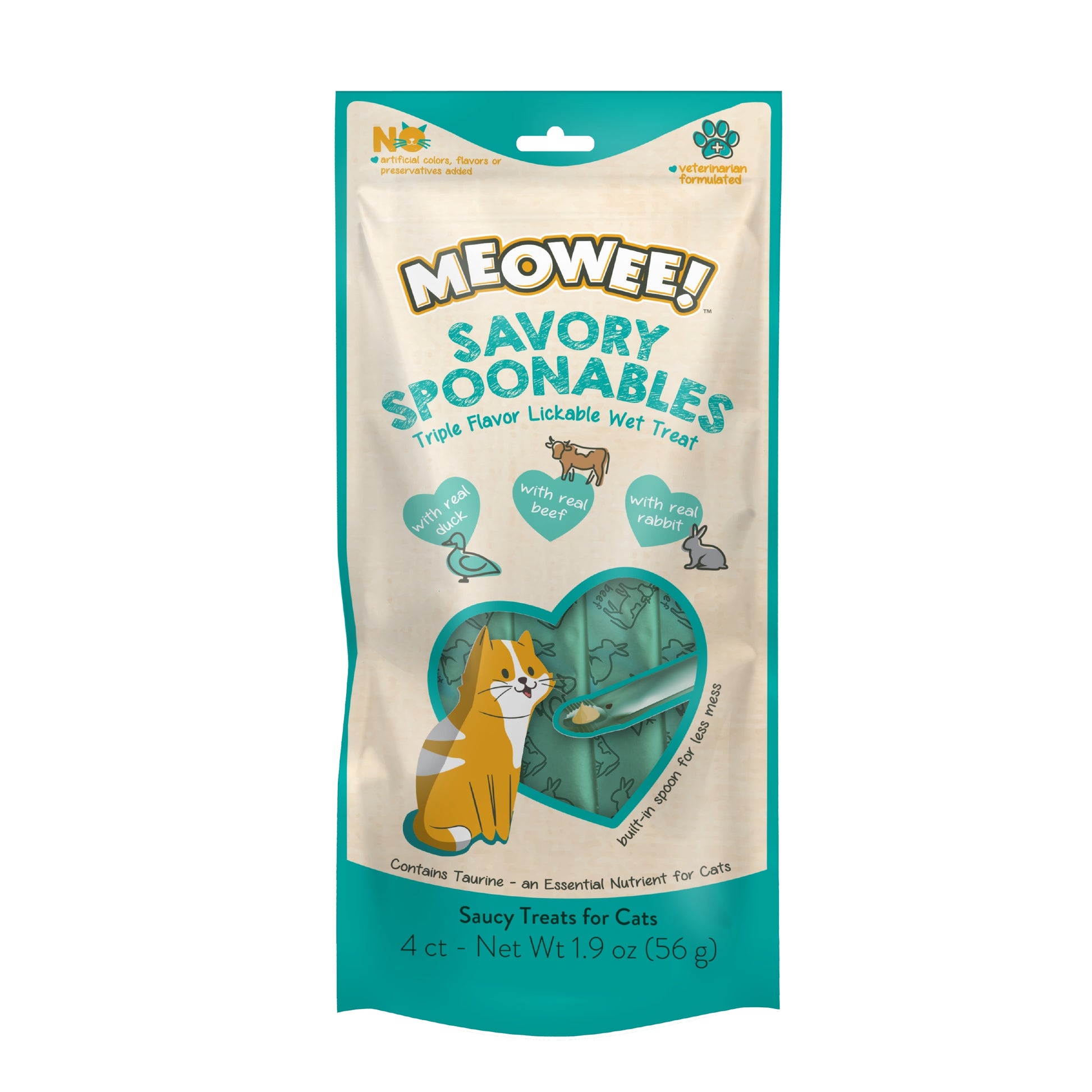 Meowee! Savory Spoonables Cat Treats Duck, Beef, & Rabbit 1.9 oz 615650000012