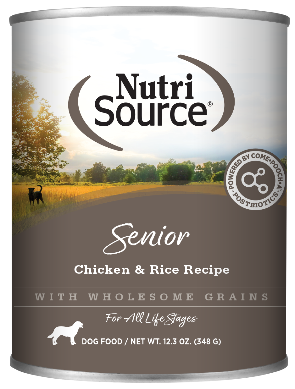 NutriSource Senior Canned Dog Food Chicken & Rice 12ea/12.3 oz 073893041016