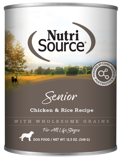 NutriSource Senior Canned Dog Food Chicken & Rice 12ea/12.3 oz 073893041016