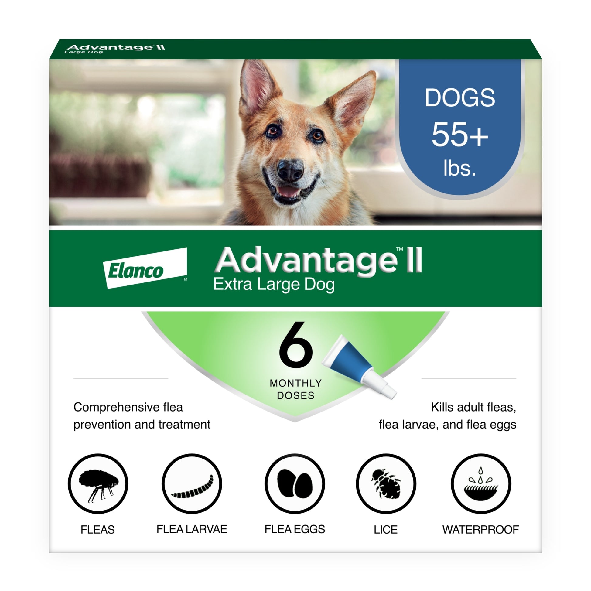 Elanco Advantage II Topical Flea Treatment & Prevention for Dogs 6-Month Supply X-Large Dogs (Over 55Lbs) 724089203212