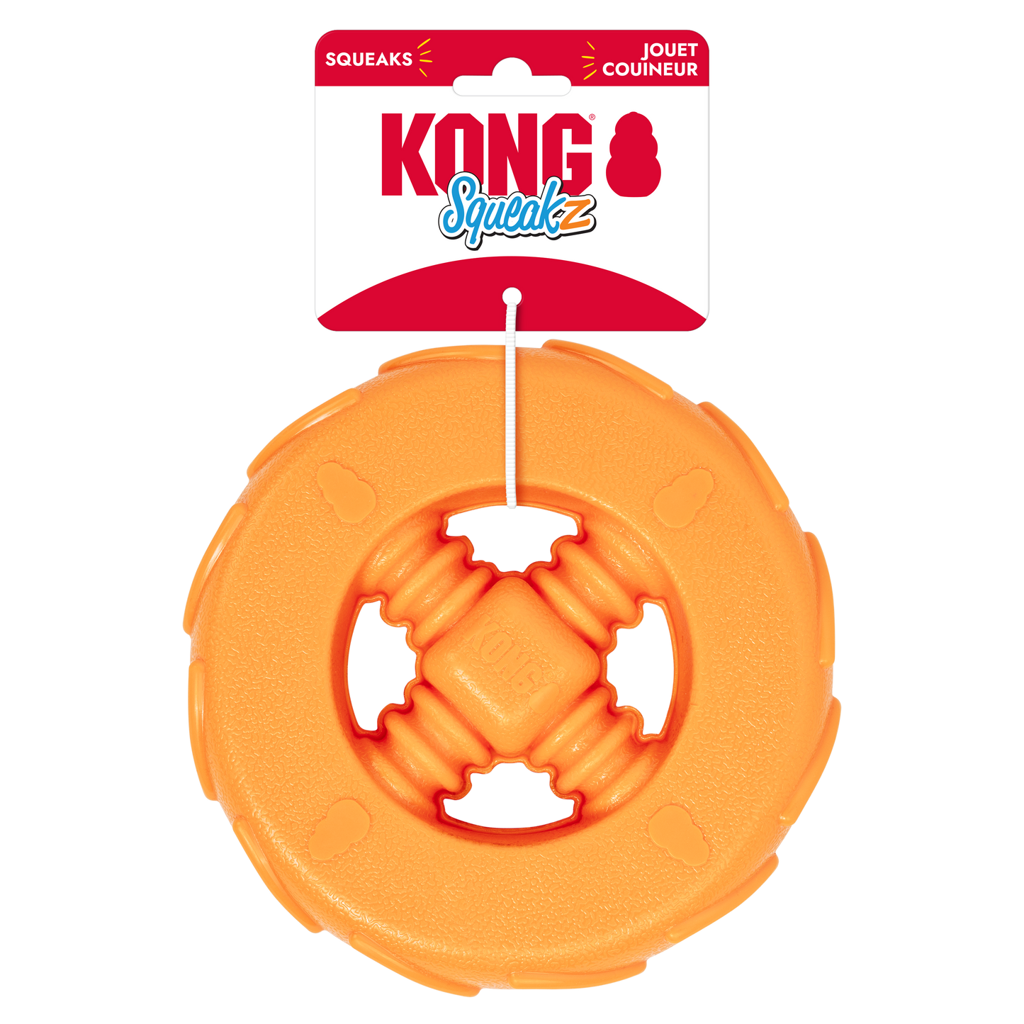 KONG Squeakz Wheel Dog Toy Orange Large 035585014890