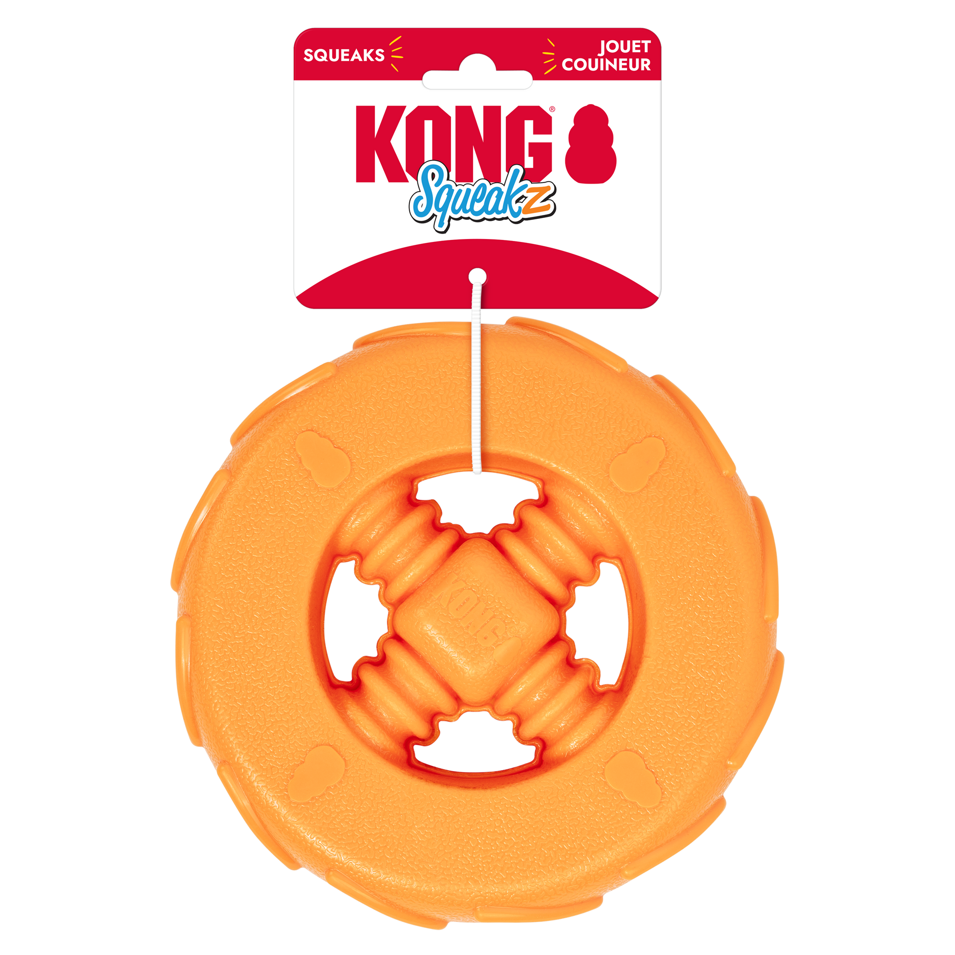 KONG Squeakz Wheel Dog Toy Orange Large 035585014890