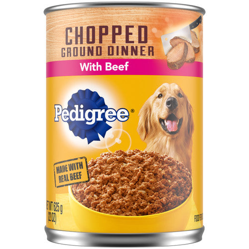 Pedigree Chopped Ground Dinner Adult Wet Dog Food Beef 22oz 12pk
