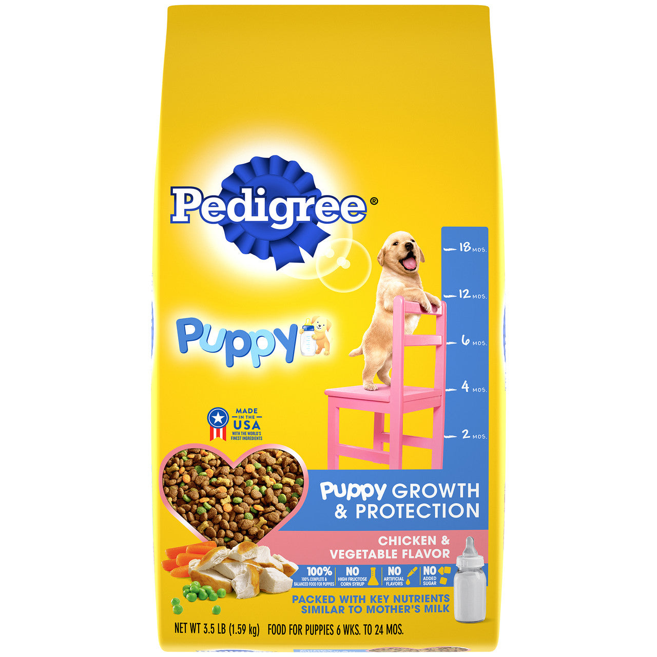 Pedigree Puppy Growth & Protection Dry Dog Food Chicken & Vegetable 3.5lb