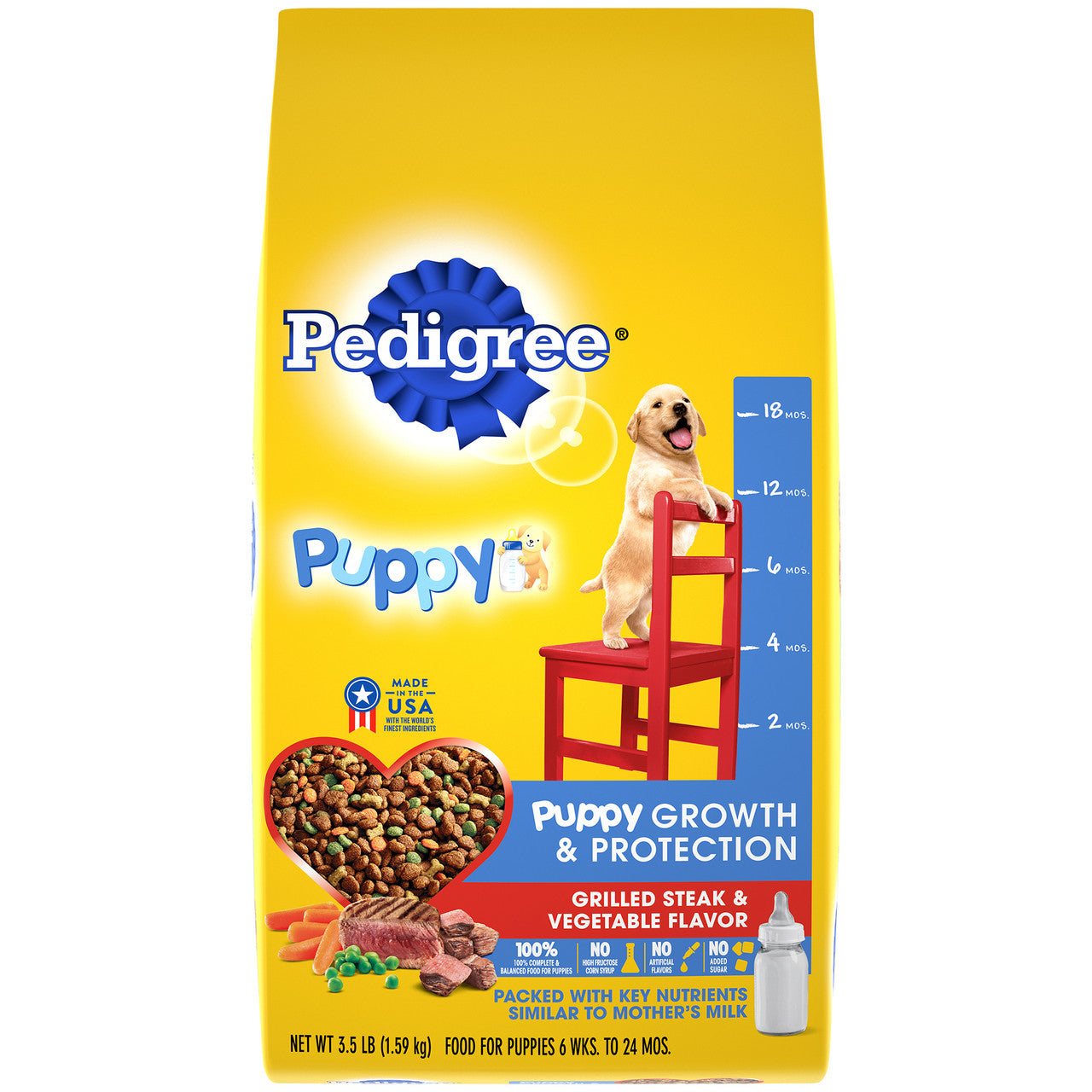 Pedigree Puppy Growth & Protection Dry Dog Food Grilled Steak & Vegetable 3.5lb